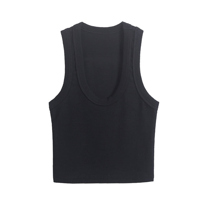 Dame Sporty tanktop med generøs rund halsudskæring og figurformende snit Stilla