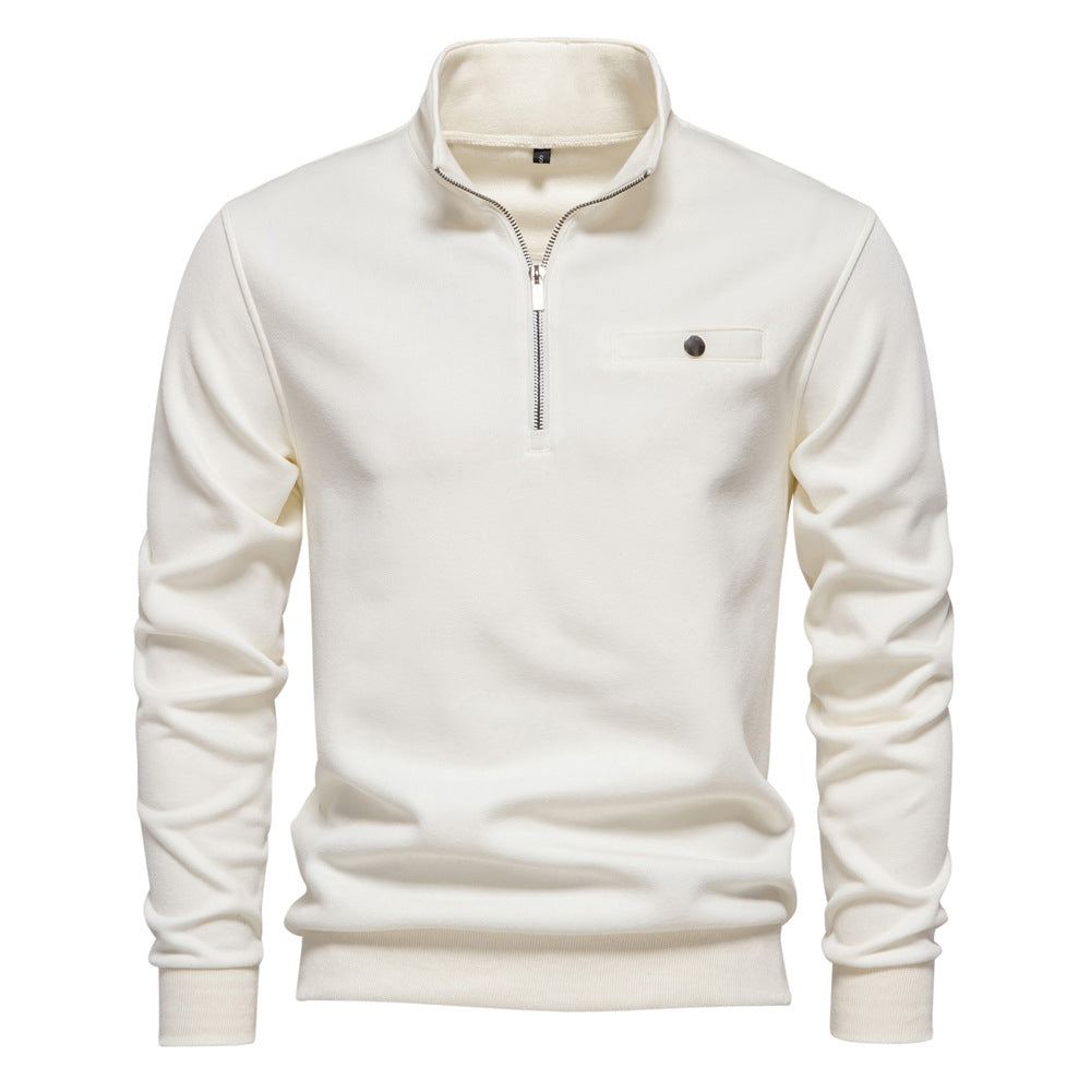 Herrer Fleece Pullover med hochwertig Halvlynlås og praktisk brystlomme Stilla