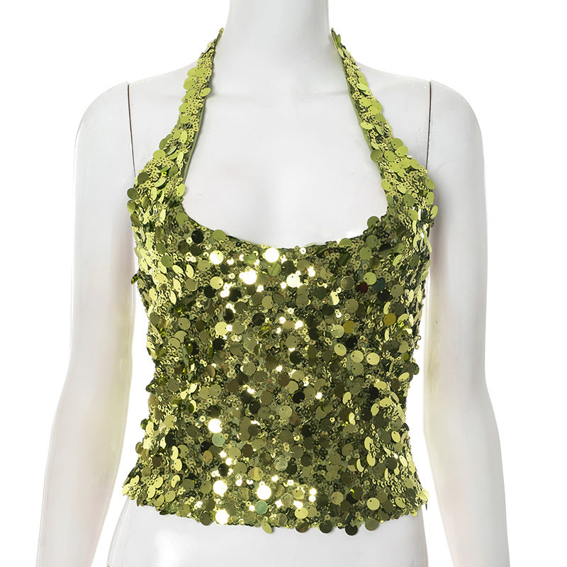 Femme Halterneck Pailletten Top Stilla