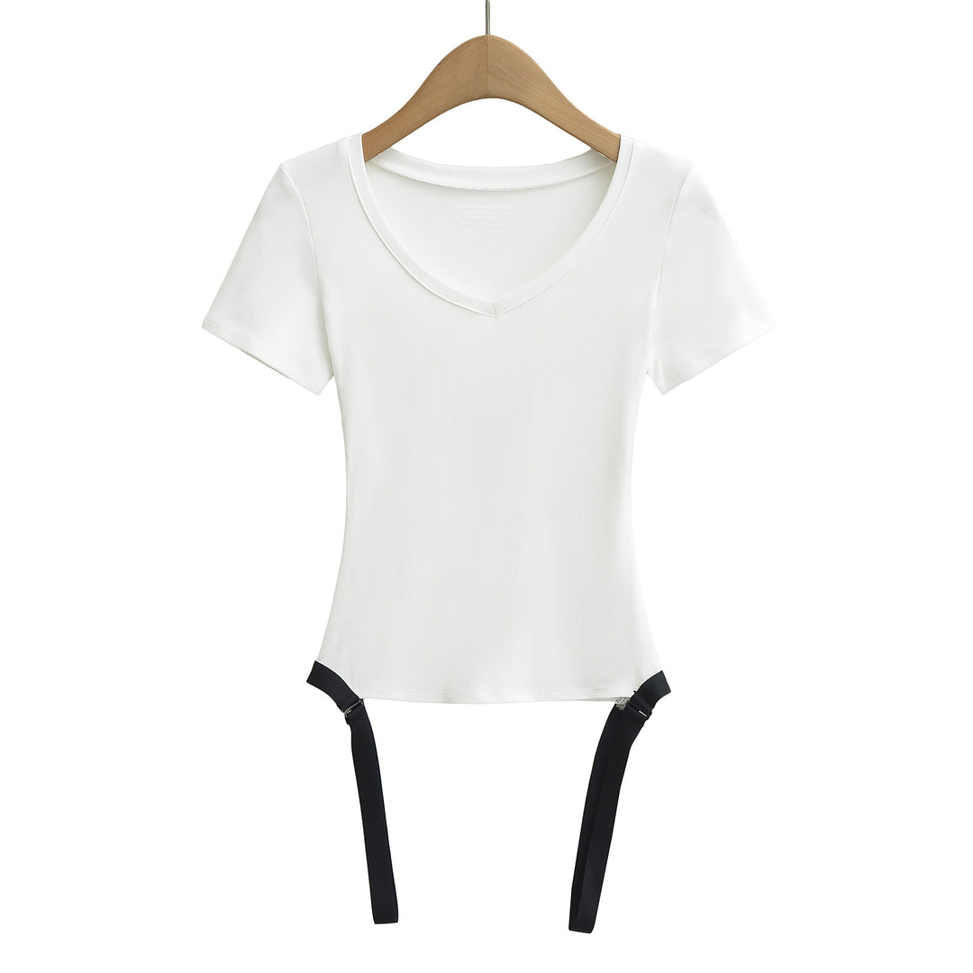 Dame sporty V-udskæring T-shirt med justerbare stropper og tætsiddende pasform Stilla