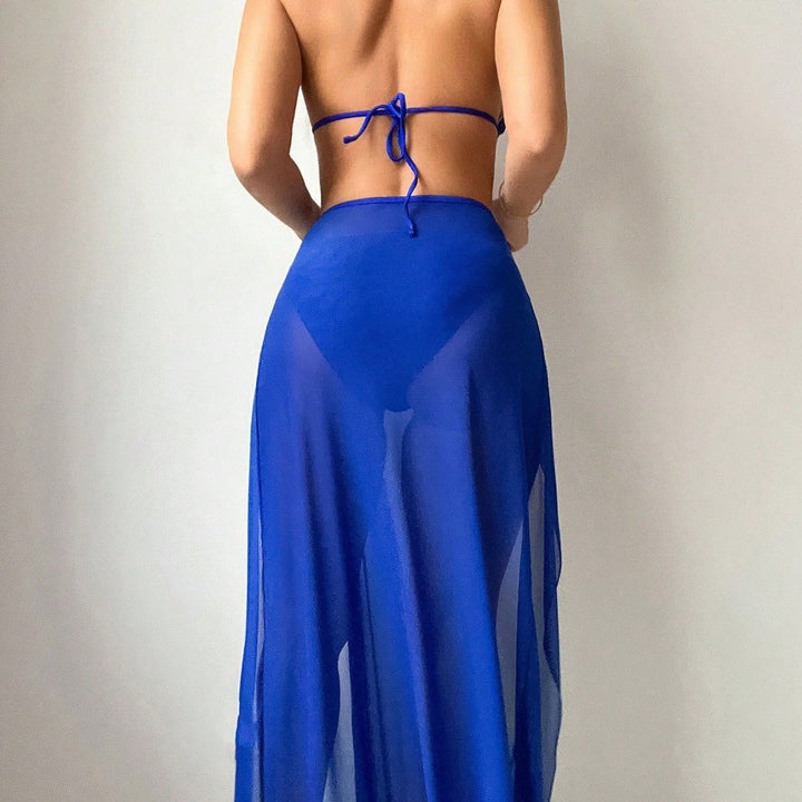 Dame sexy Bikini-sæt med transparent Maxi-nederdel Skovae