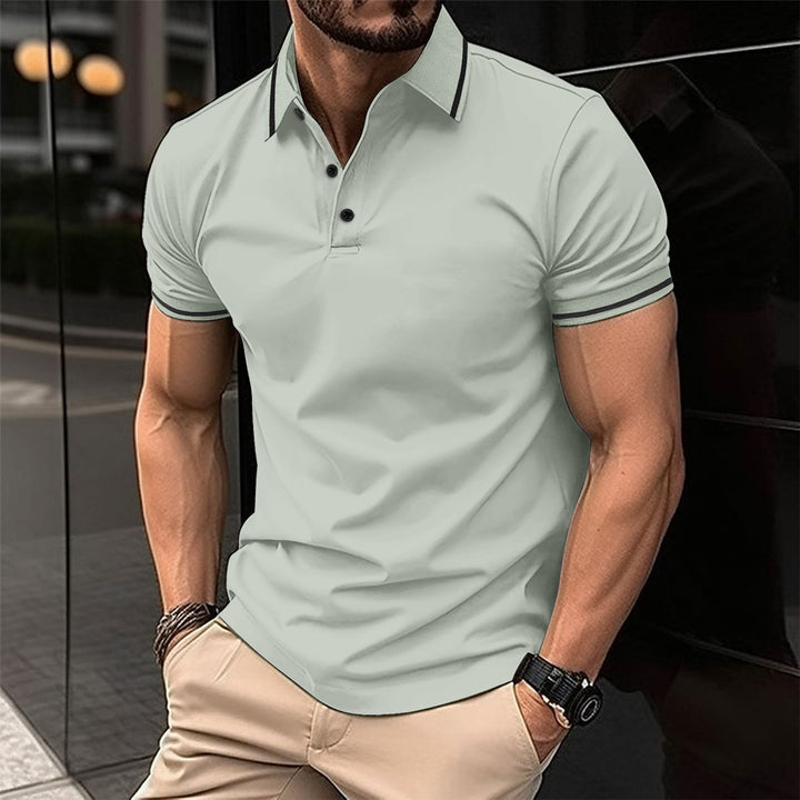 Herrer Poloshirt med moderne reverskrave og sporty kontrastdetaljer Stilla