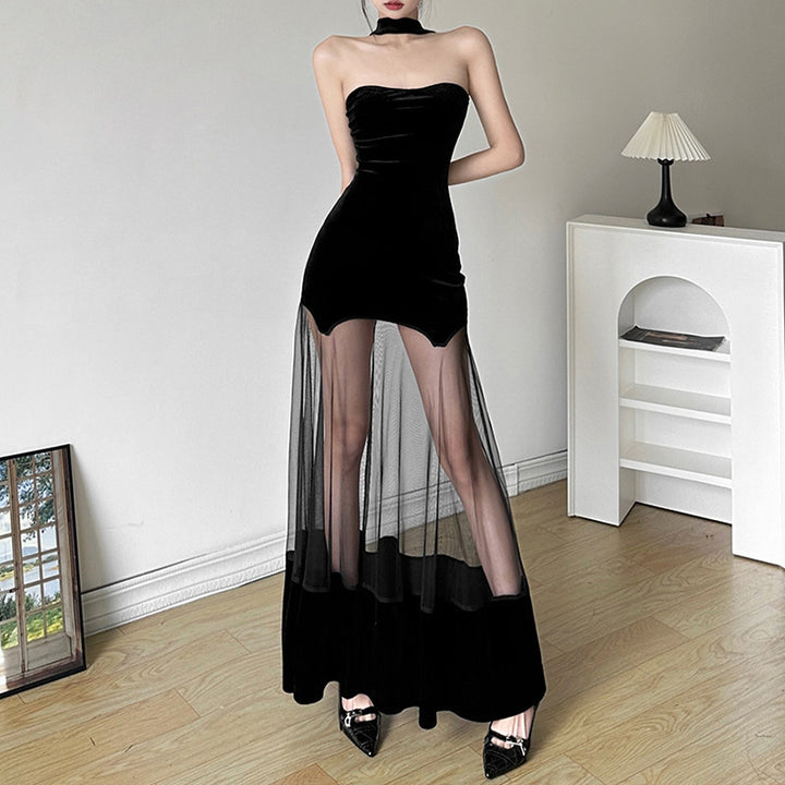 Dame off-shoulder maxikjole med gennemsigtige indsatser og raffinerede cut-outs Stilla