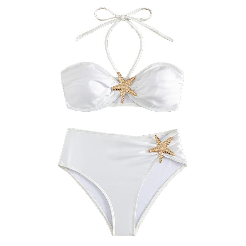 Damer højtaljet bikini med elegante skald udsmykninger Skovae