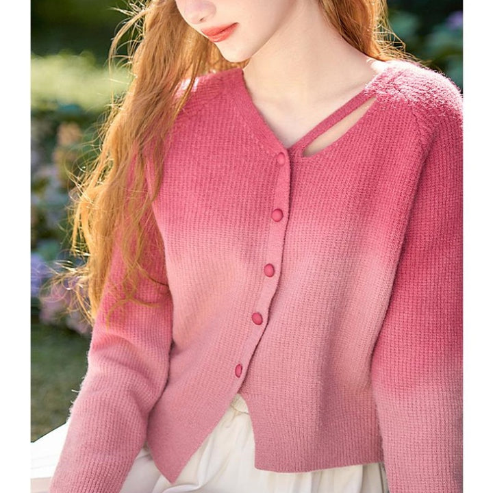 Kvinders angora cardigan med moderne udskæringsdetaljer Stilla