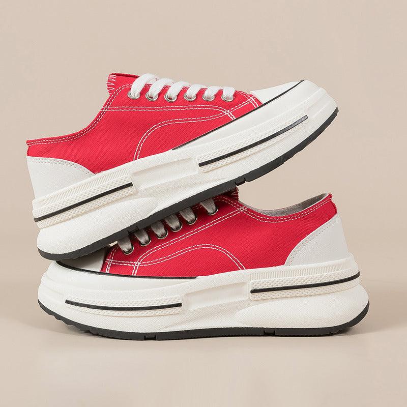 Dame sneakers med høj plateau og åndbart canvas Stilla