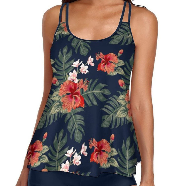 Dame Tankini med blomsterdesign og løs pasform Skovae