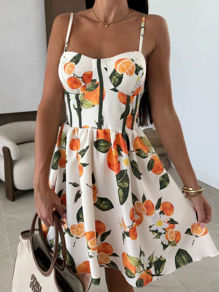 Dame Floral Print A-Linie Mini Kjole Stilla