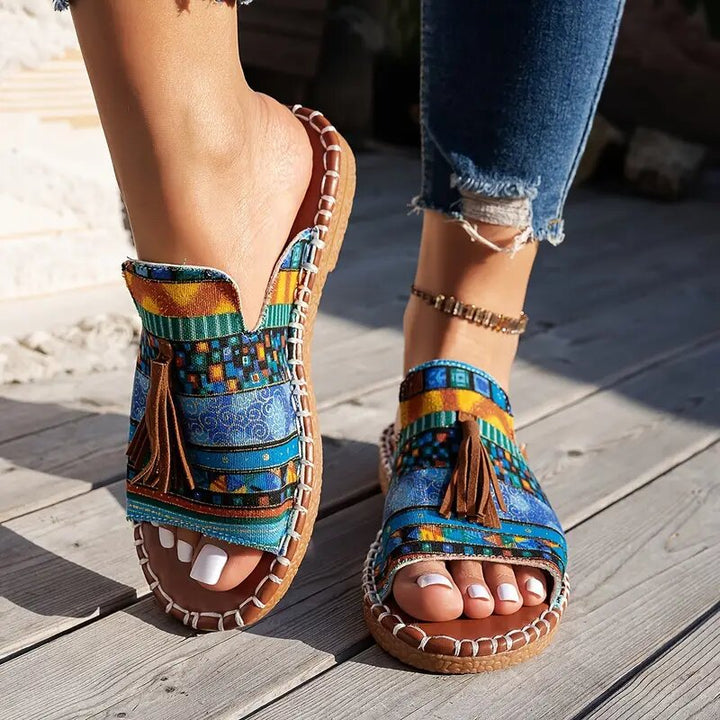 Dame retro-stil slippers med kunstnerisk kvast-design Stilla