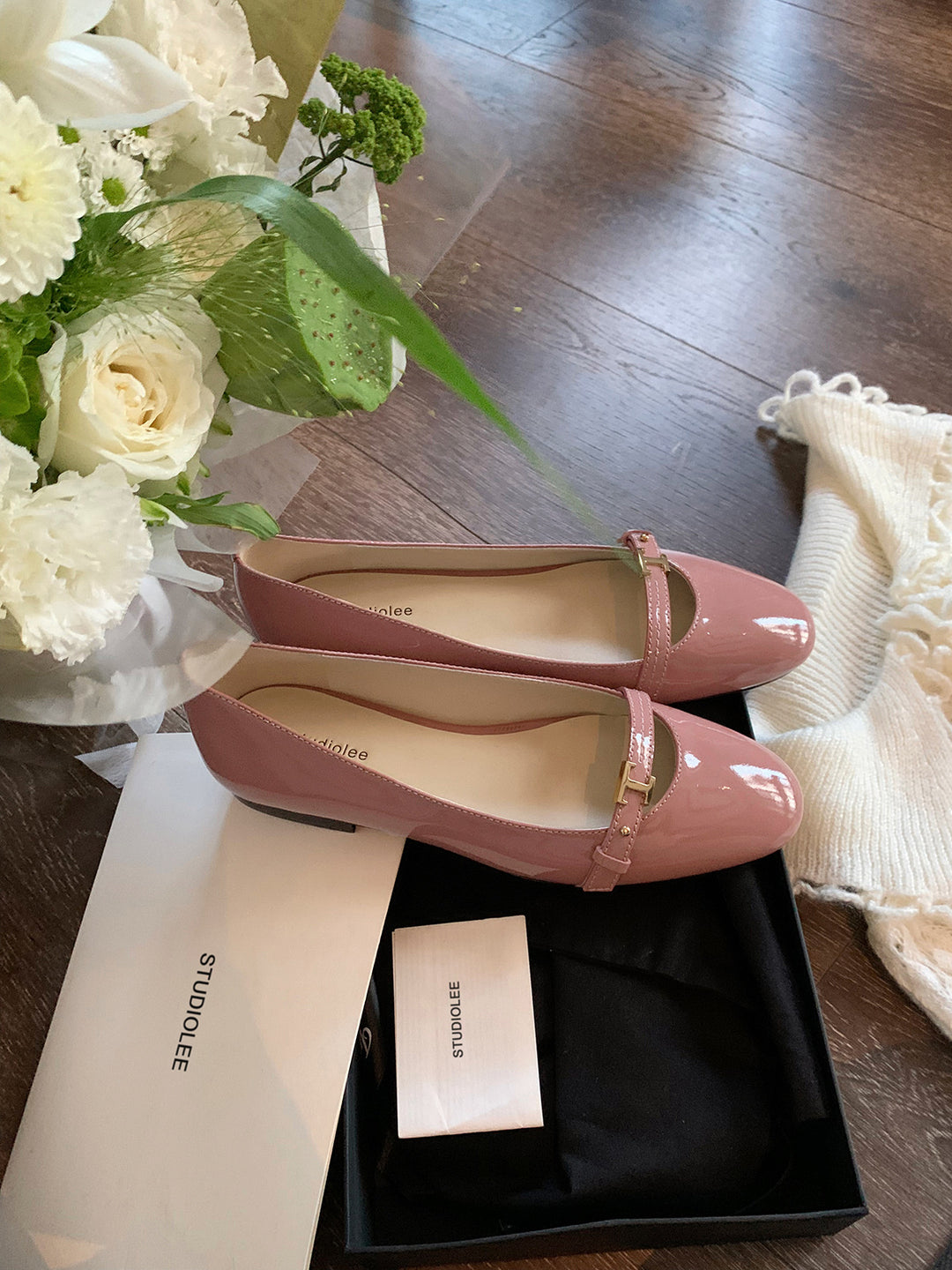 Dame Elegant Lacklæder Mary Jane Ballerinaer med dekorativ rem Stilla