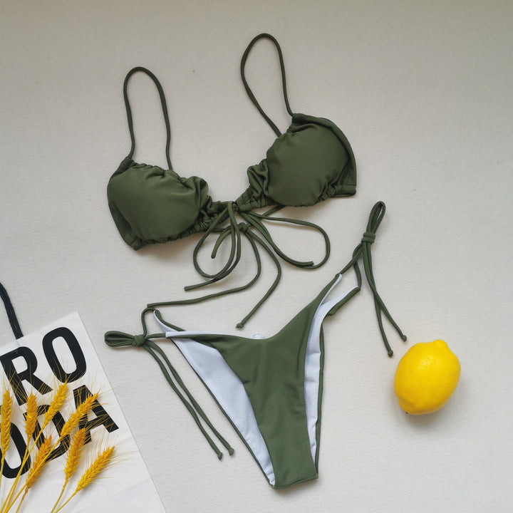 Damer triangel-bikini med justerbare bindebånd Skovae