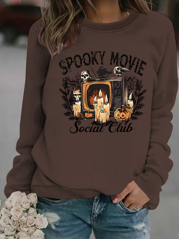 Dame sweatshirt med skræmmende film motiv og afslappet skæring Stilla