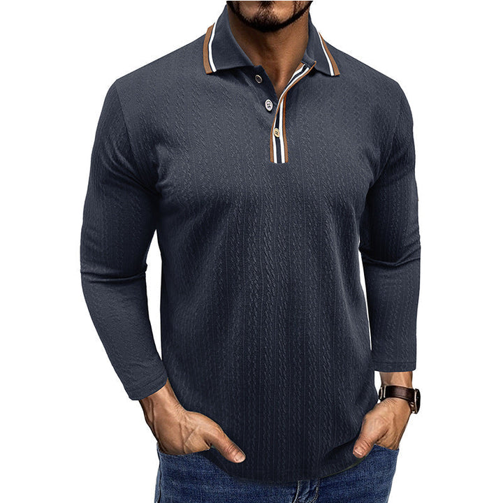 Stilla | Polo Shirt Tailored Fit Lange Ærmer Stribet Krave Strik Struktur