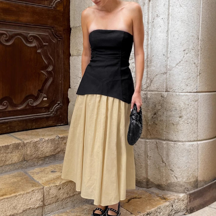 Dame Bustier-top og Maxiskirt sæt med elegant design Stilla
