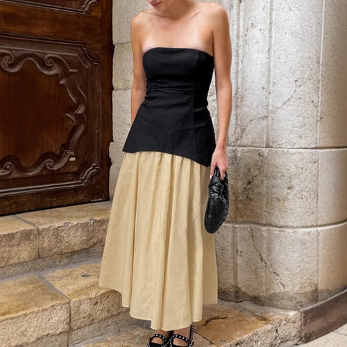 Dame Bustier-top og Maxiskirt sæt med elegant design Stilla
