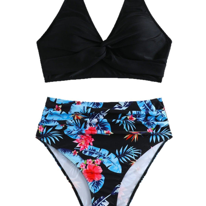 Dame Højt skåret Blomsterdesign Bikini-sæt Stilla 1750838993