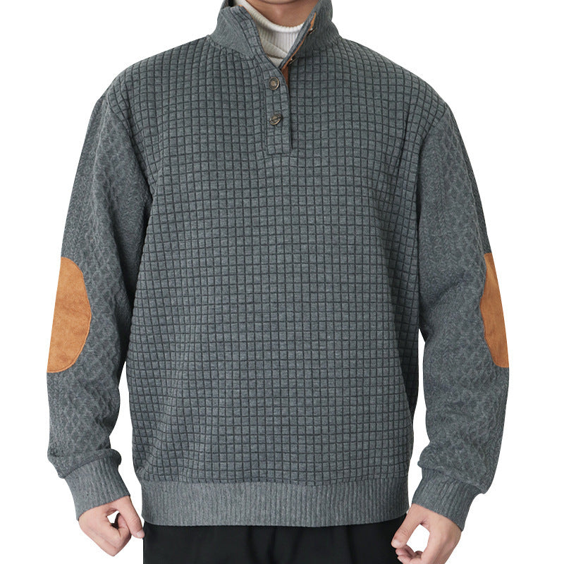 Herre moderigtig strikpullover med struktureret design og høj kvalitets læderapplikationer Stilla