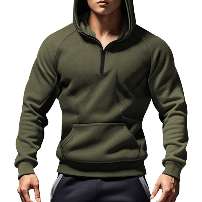 Herrer nan sporty hættetrøje med kort frontlynlås ergonomisk raglan-snit og kængurulomme Skovae