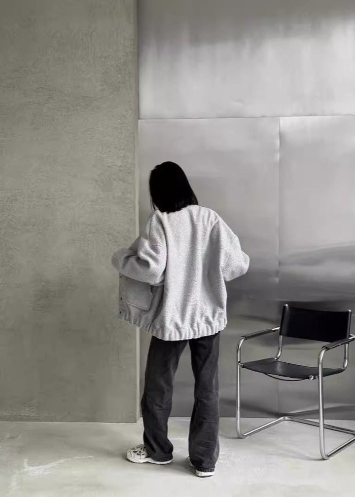 Stilla | Oversized Fleece Trykknapjakke