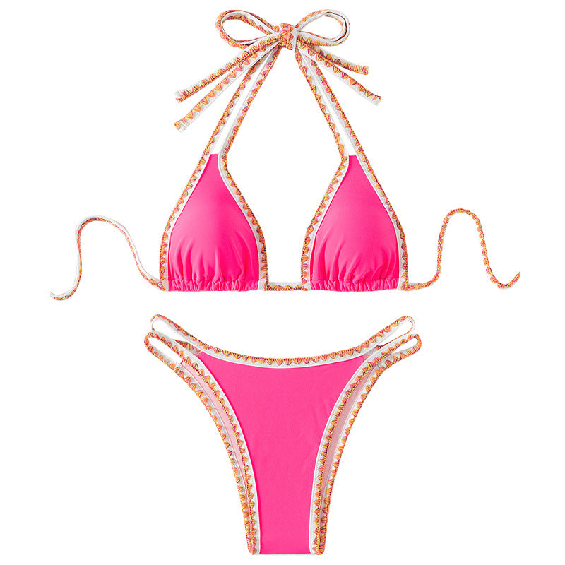 Dame triangel-bikini med dekorative bånd Skovae