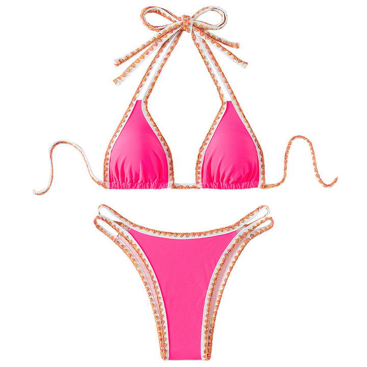 Dame triangel-bikini med dekorative bånd Skovae