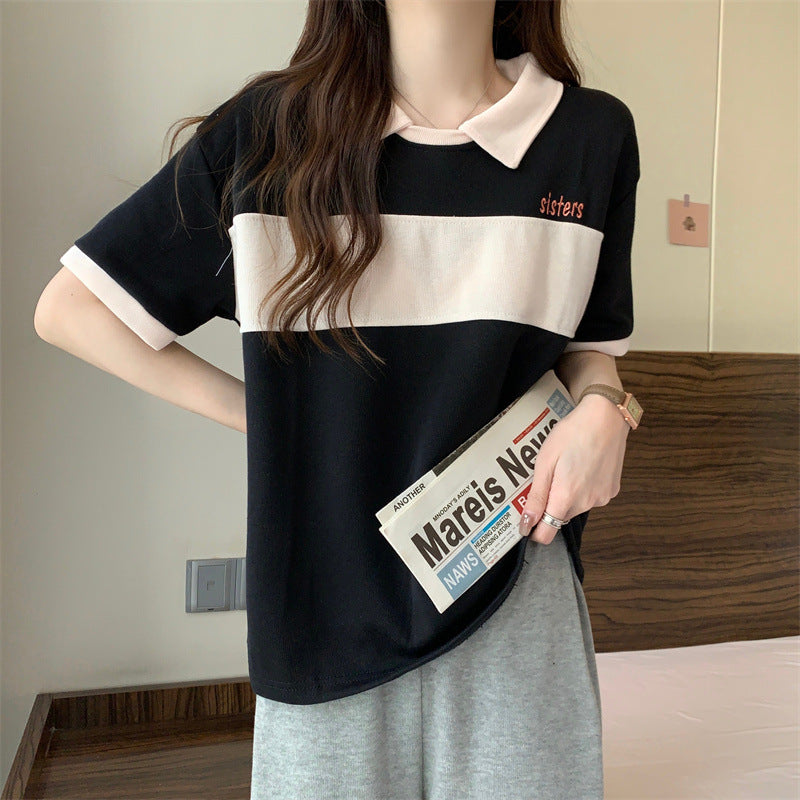 Femme Casual Polo T-shirt med stribet design Stilla