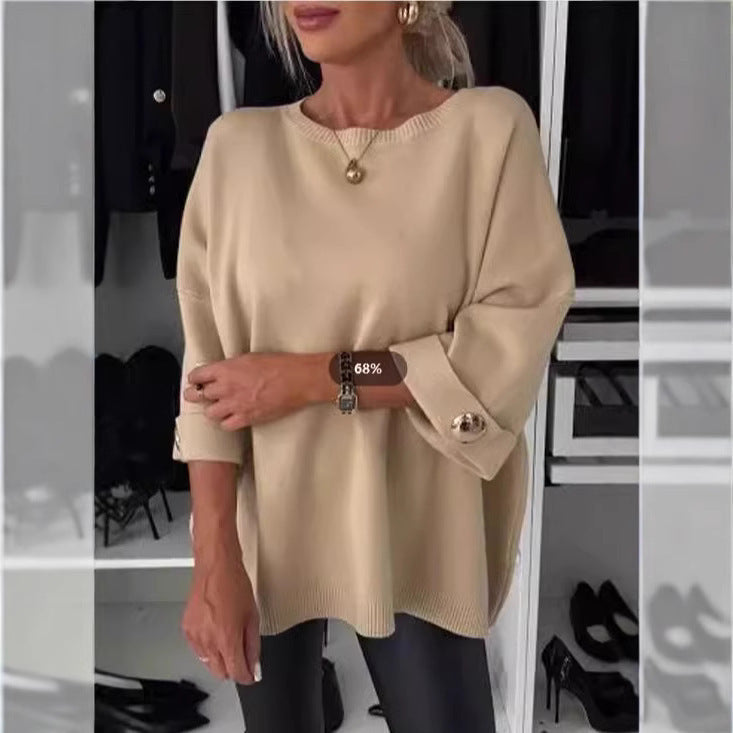 Dame elegant top med dekorative knapper og generøs pasform Stiila