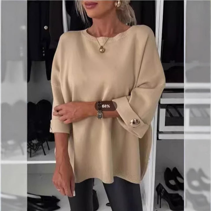 Dame elegant top med dekorative knapper og generøs pasform Stiila