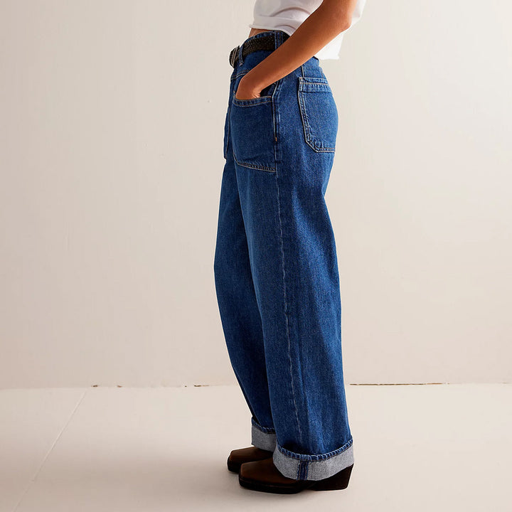 Dame brede jeans med høj talje og sund pasform Stilla