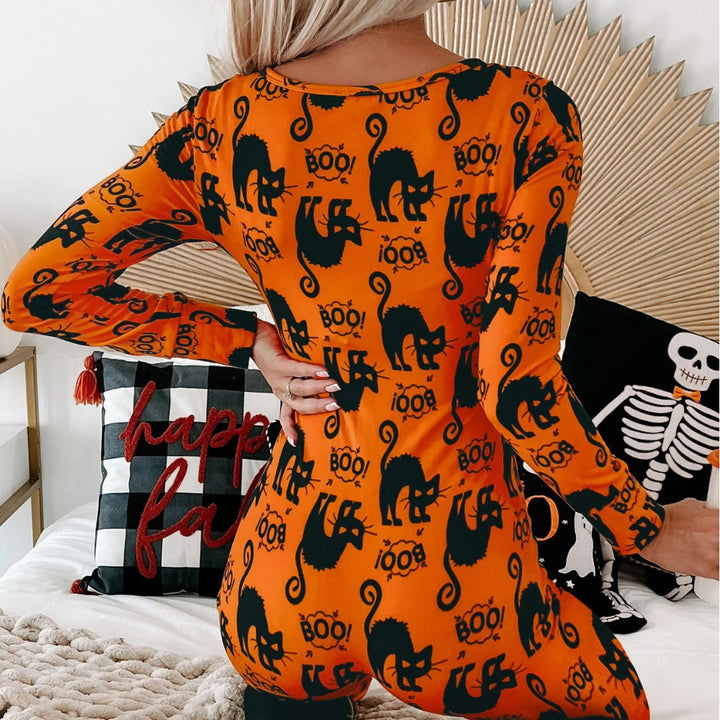 Dame Langærmet Halloween-tema Onesie Pyjamasæt Stilla