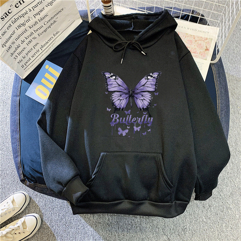 Kvinders hoodie med farverigt sommerfuglemotiv Skovae