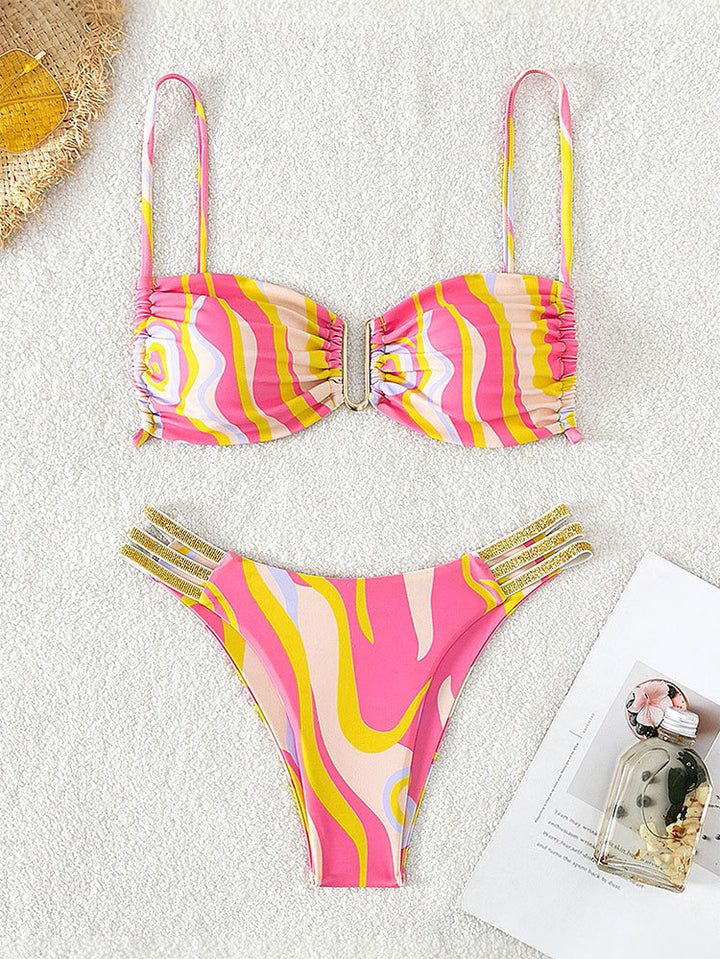 Dame Push-Up-bikini med justerbare stropper og elegante guldaccenter Skovae