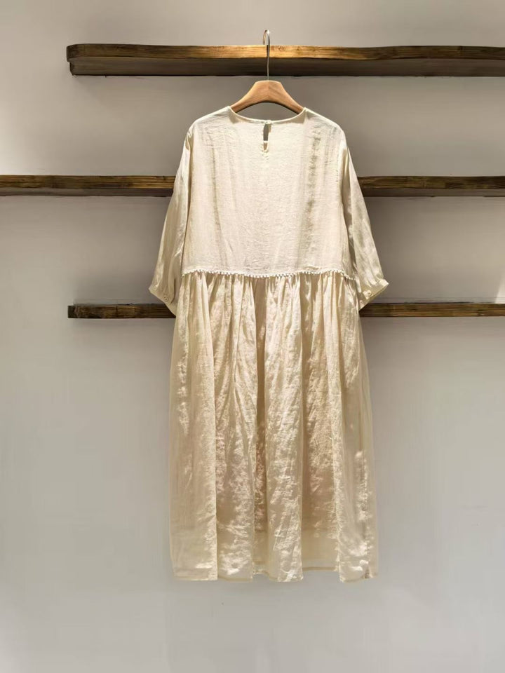 Femme Flydende Maxi-Kjole med Plissé-Kant Stilla