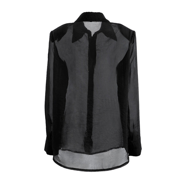 Dame transparent chiffonbluse med moderne snit og elegante detaljer Stilla