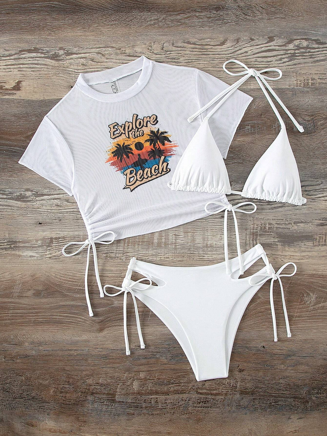 Dame sæt med crop-top og triangel-bikini Skovae