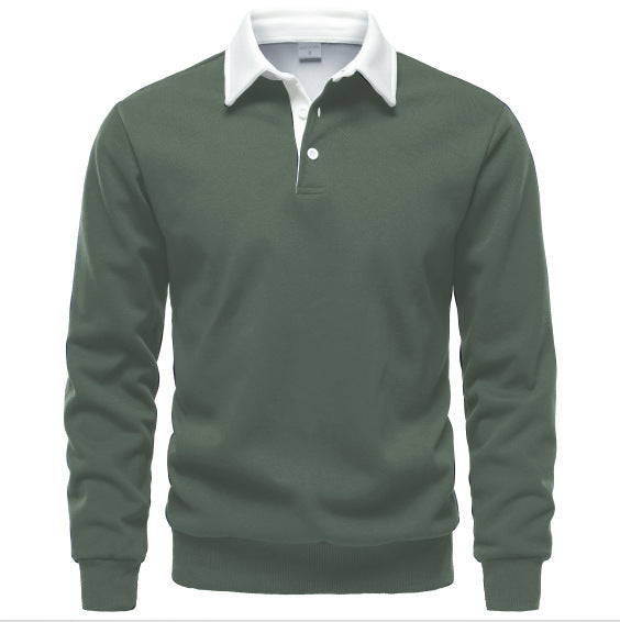 Herrer Elegant Langærmet Polo Pullover med kvalitetskrave og struktureret overflade Stilla