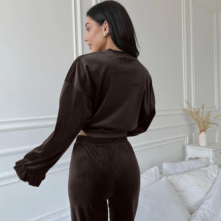 Dame Velour Lounge-Sæt med bred pasform og elastisk liv Stilla