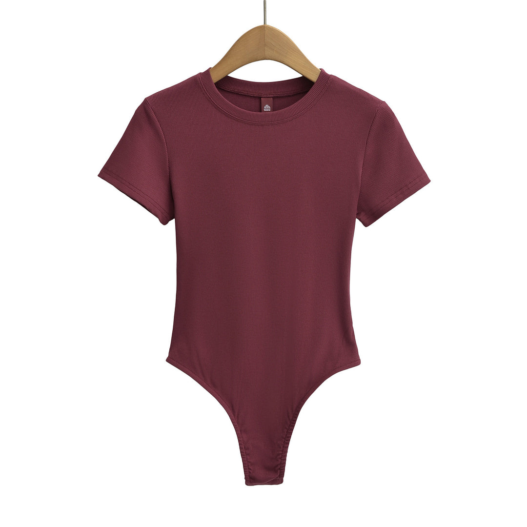 Dame figurnær Bodysuit i høj kvalitet rib-stof med kort ærme Stilla