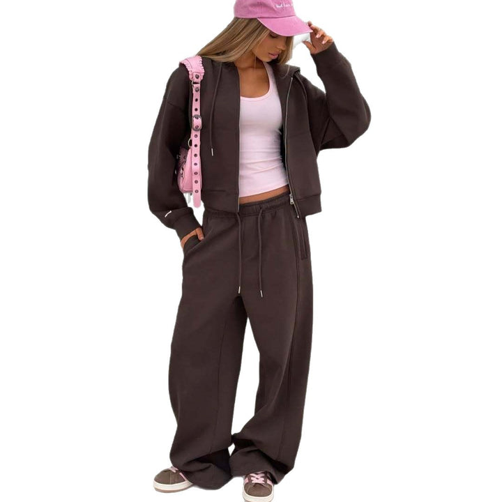 Kvinders casual crop top hoodie med løs pasform og komfortable joggers Stilla