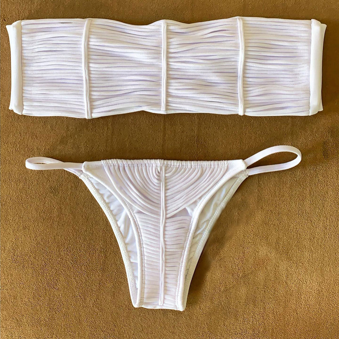 Dame Bikini-sæt med raffineret flæse-design og høj talje Stilla