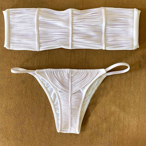 Dame Bikini-sæt med raffineret flæse-design og høj talje Stilla