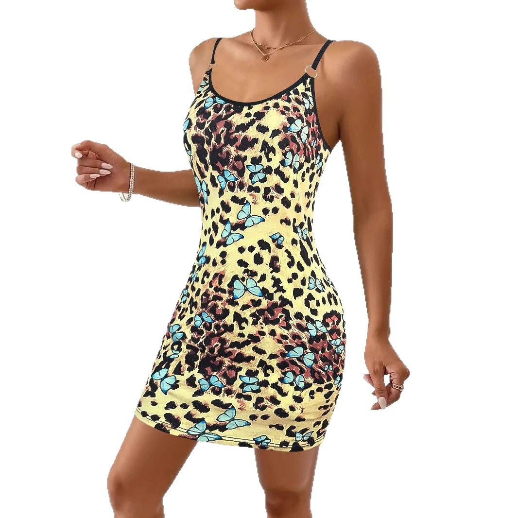 Dame Bodycon Mini Kjole med Sommerfugle- og Dyretrykdesign Stilla