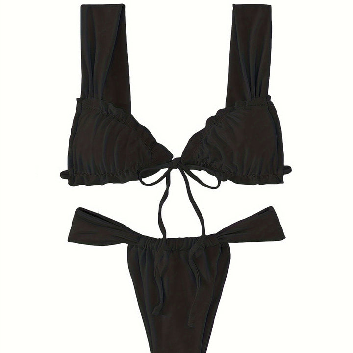 Dame triangel-bikini med justerbart bindebånd og moderigtigt design Skovae