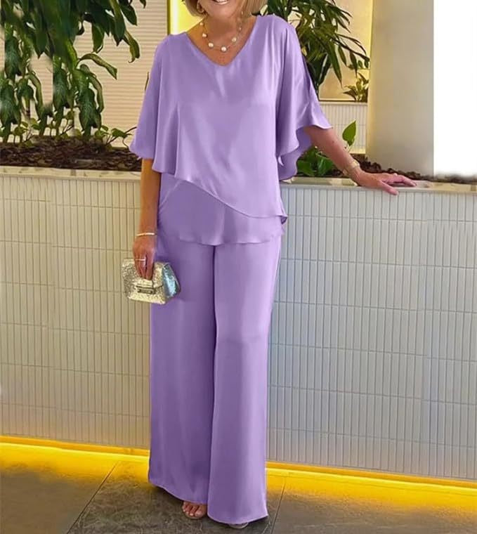 Dame elegant to-delt outfit med flydende snit Stilla
