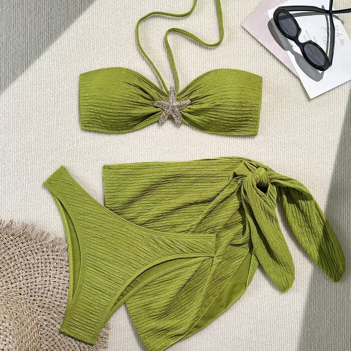 Dame bandeau-bikini med lækkert sarong Skovae