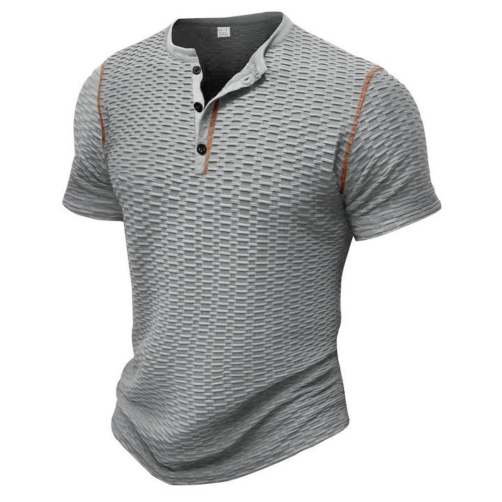 Herrer kortærmet Henley-shirt med struktureret design og modeaccentuer Stilla