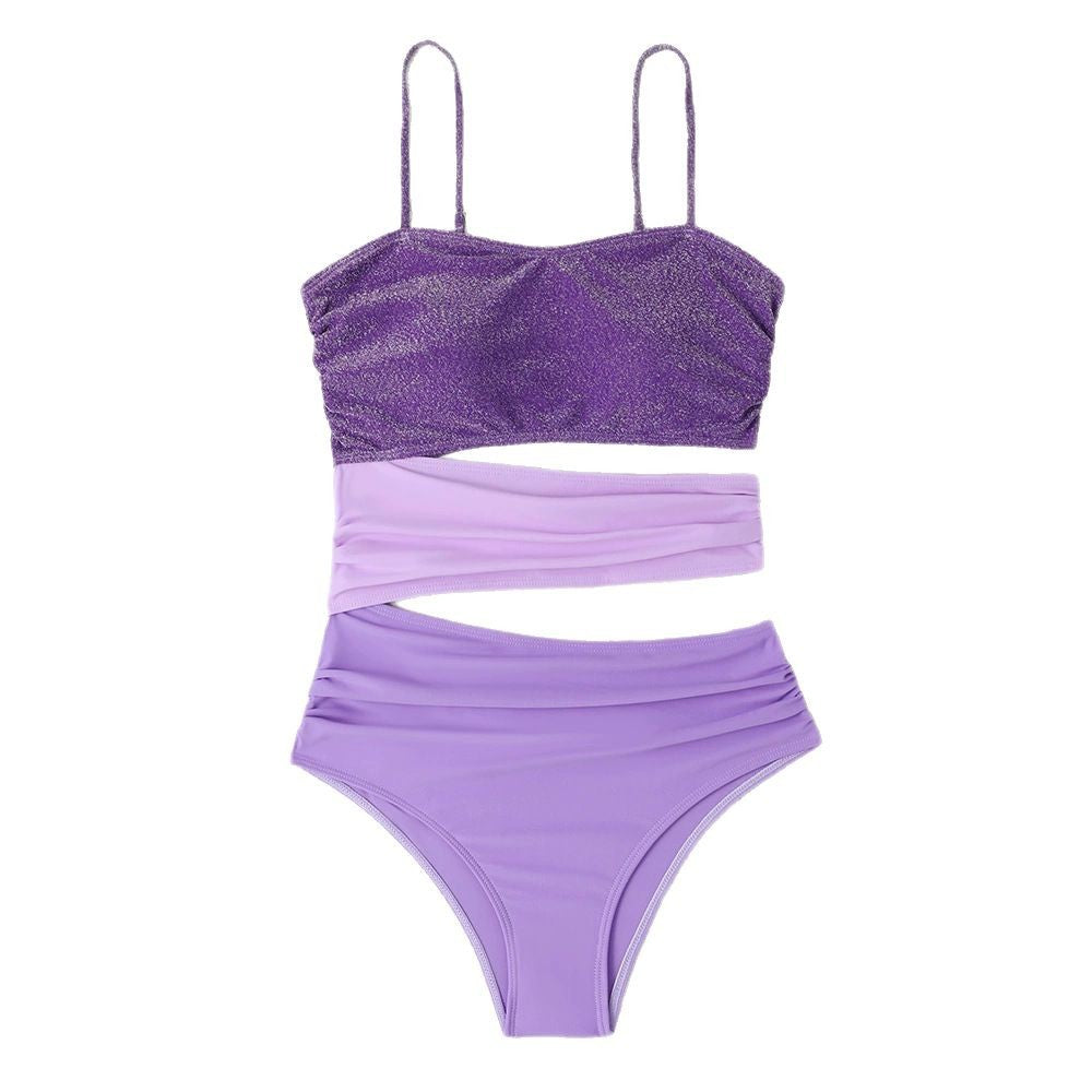 Dame Glitrende Bikini med asymmetrisk design og justerbare stropper Stilla