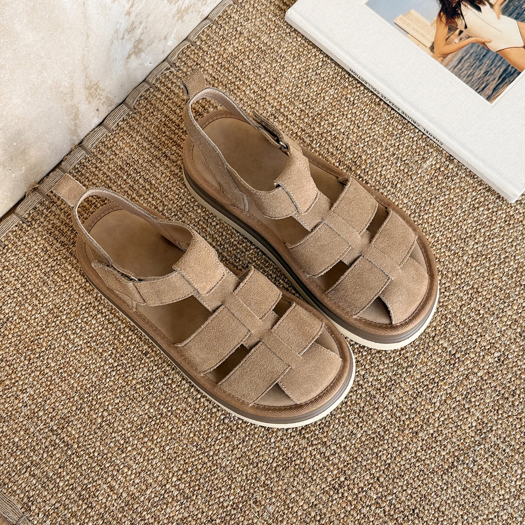 Femme Suede Krydsremme Plateau Sandaler Stilla