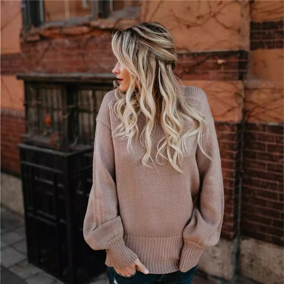 Dame afslappet grovstrik pullover med bred pasform og overlapper skuldre Stilla