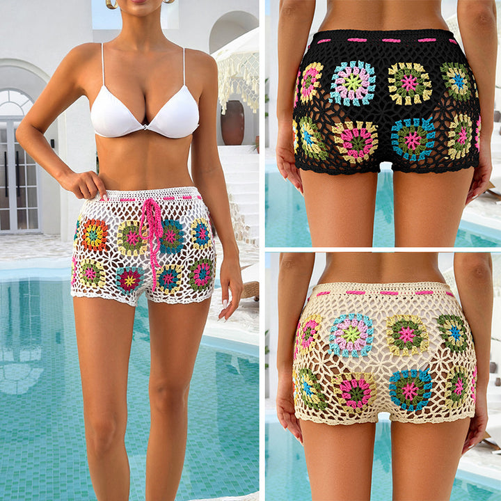 Dame hæklede shorts med farverige blomsterdesigns Stilla